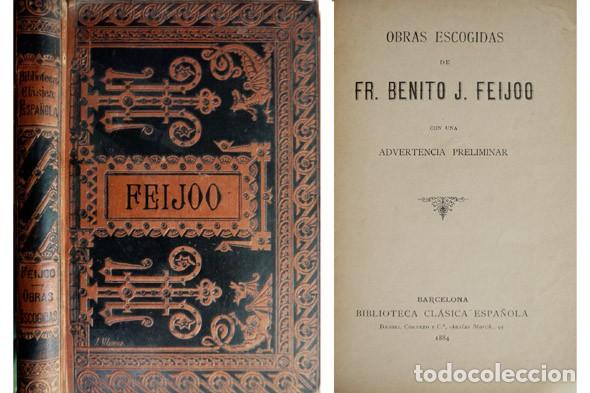 Libros antiguos: FEIJOO, Benito Jer&oacute;nimo. Obras escogidas. 1884. - Foto 1