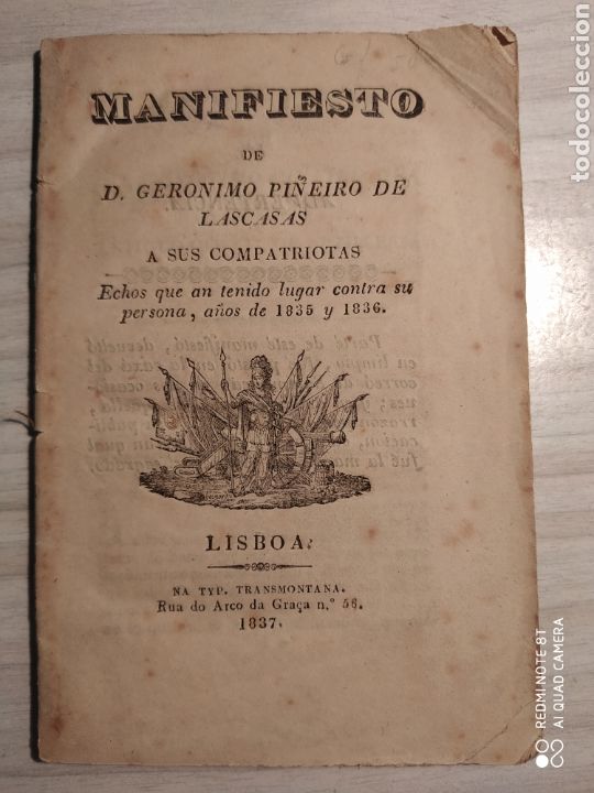 Libros antiguos: MANIFIESTO DE D. GERONIMO PI&Ntilde;EIRO DE LASCASAS A SUS COMPATRIOTAS - Foto 1