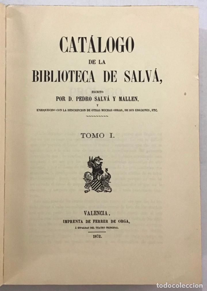 Libros antiguos: CAT&Aacute;LOGO DE LA BIBLIOTECA DE SALV&Aacute;. - Foto 3