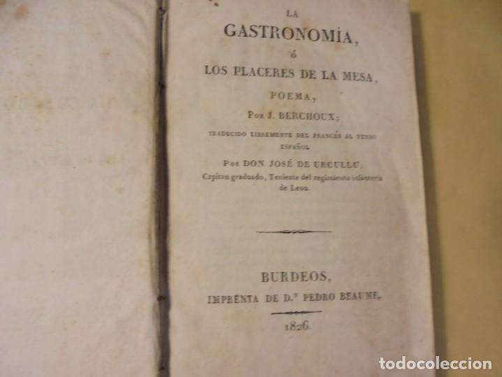 Libros antiguos: LA GASTRONOM&Iacute;A. BERCHOUX. 1826 - Foto 1