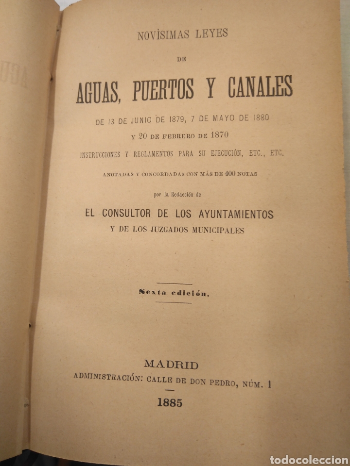 Livres anciens: Novisimas leyes de AGUAS,PUERTOS Y CANALES