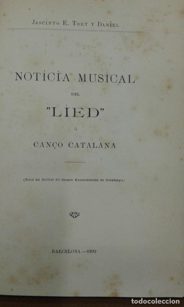 Antiquarische B&uuml;cher: Noticia Musical del &rdquo;LIED&rdquo; o Can&ccedil;o catalana por Jacinto E. Tort y Daniel BCN 1892