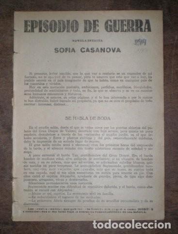 Libros antiguos: CASANOVA, Sof&iacute;a: EPISODIO DE GUERRA - Foto 1