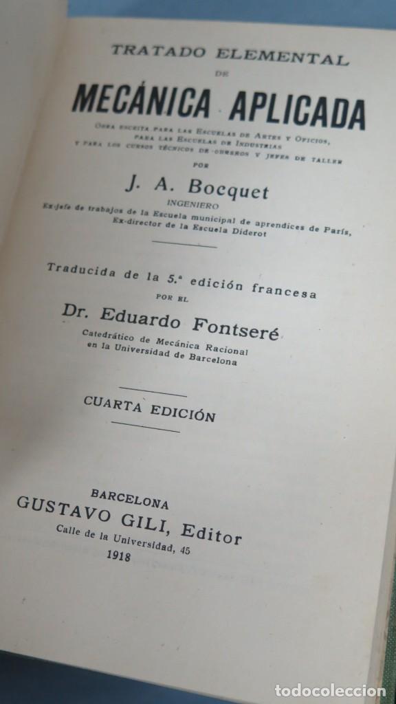 Libros antiguos: 1918.- MECANICA APLICADA. BOCQUET - Foto 2