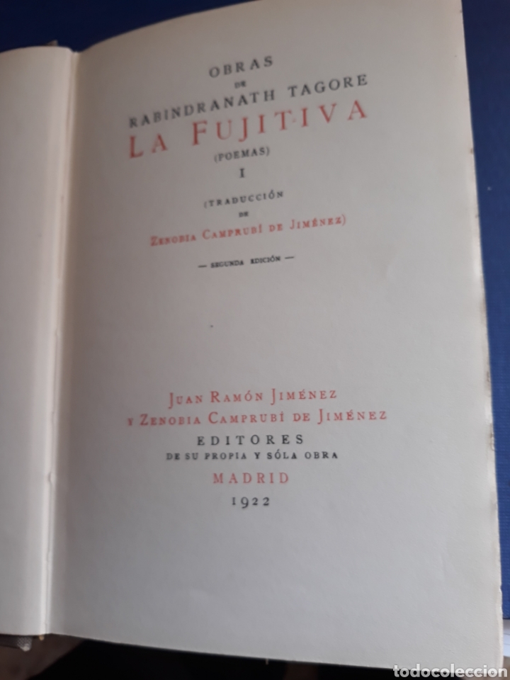 Libros antiguos: Obras de Rabindranath Tagore LA FUJITIVA - Foto 1