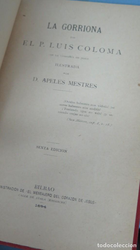 Libros antiguos: 1894.- LA GORRIONA. P. LUIS COLOMA, S.J - Foto 2