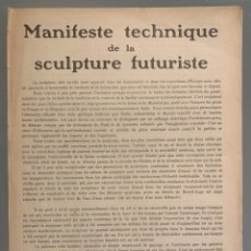 Libros antiguos: UMBERTO BOCCIONI. MANIFESTE TECHNIQUE DE LA SCULPTURE FUTURISTE, 1912. Lote 208831561