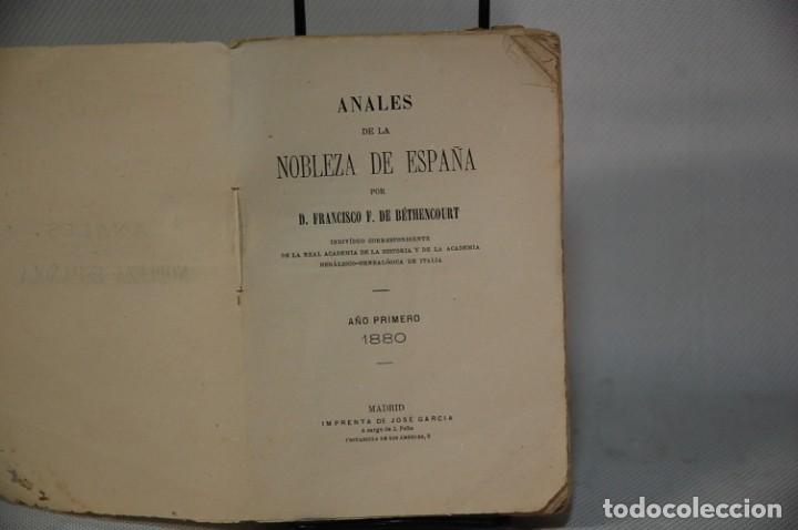 Antiquarische B&uuml;cher: LMV - ANALES DE LA NOBLEZA DE ESPA&Ntilde;A. por FRANCISCO F. DE BETHENCOURT. 1880