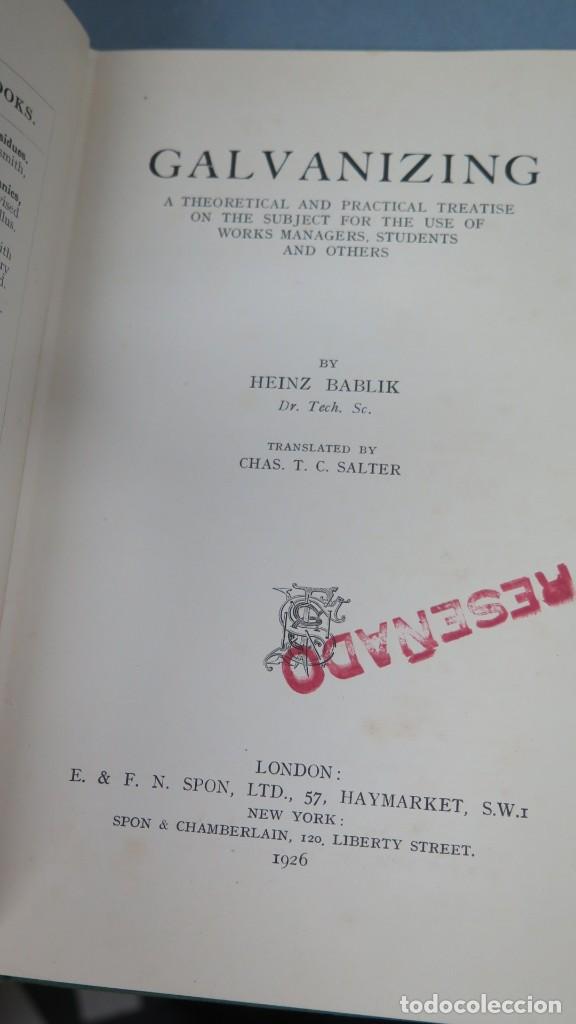 Libros antiguos: 1926.- GALVANIZING. BABLING - Foto 2