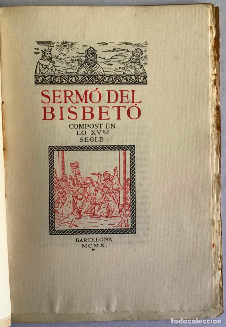 Libros antiguos: SERM&Oacute; DEL BISBET&Oacute;. Compost en lo XVen segle. - Foto 2