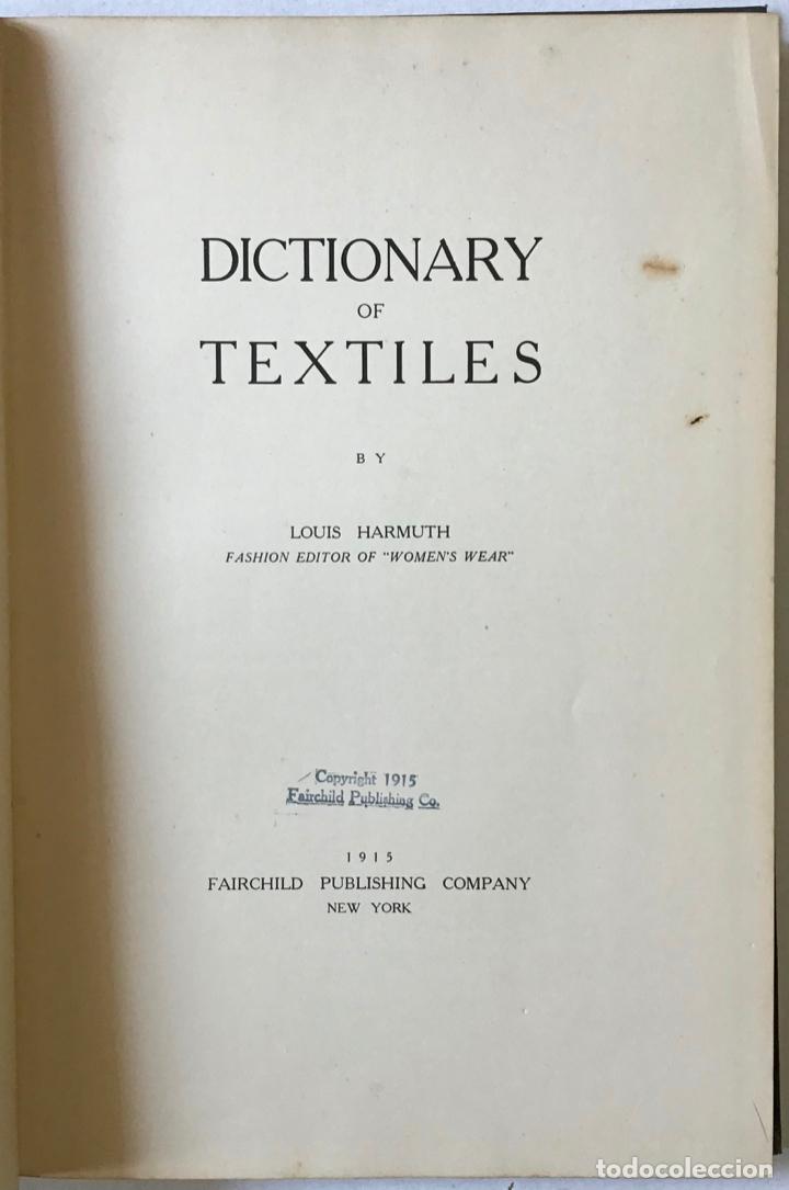 Libros antiguos: DICTIONARY OF TEXTILES. - HARMUTH, Louis. - Foto 2