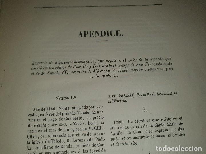 Libros antiguos: Apendice. Extracto de documentos explicando el valor de la moneda que corrio reinos de castilla y... - Foto 1