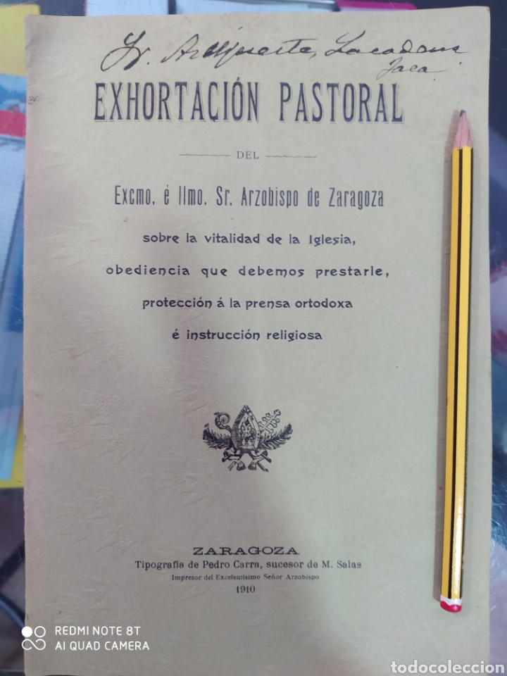 Antiquarische B&uuml;cher: Exhortaci&oacute;n pastoral 1910 zaragoza