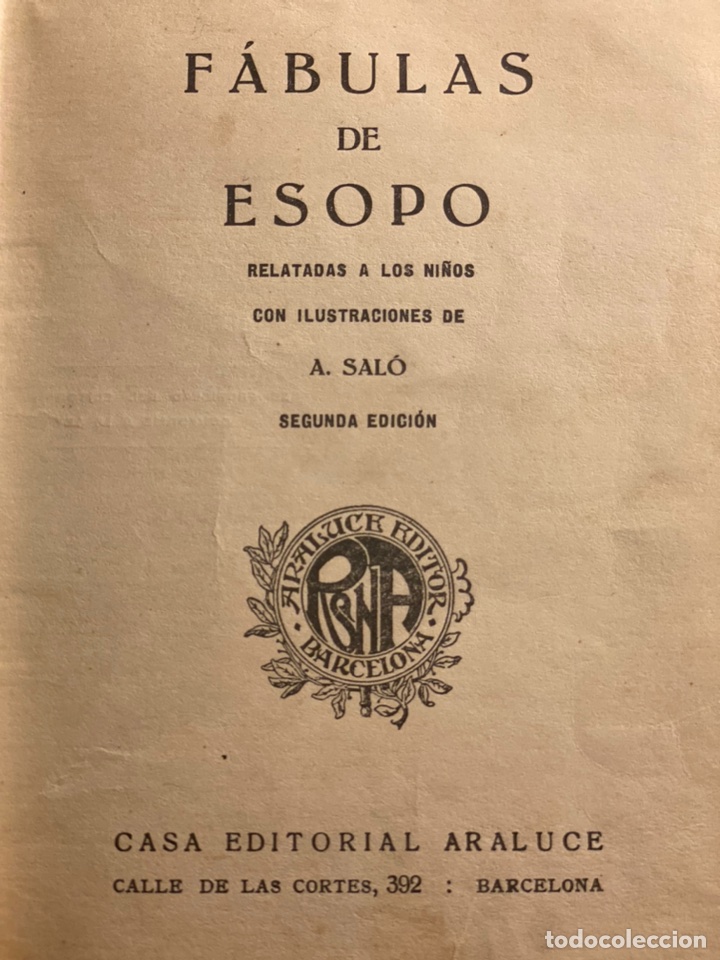 Libros antiguos: F&Aacute;BULAS DE ESOPO. 1914 - Foto 3