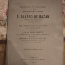 Libros antiguos: ELOGIO FÚNEBRE EN EL TERCER CENTENARIO DEL FALLECIMIENTO DE D. ÁLVARO DE BAZÁN, 1888