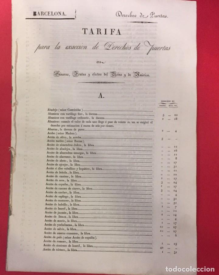 Antiquarische B&uuml;cher: BARCELONA DERECHOS DE PUERTAS, TARIFA PARA LA EXACCION GENEROS DEL REINO DE AMERICA 1830