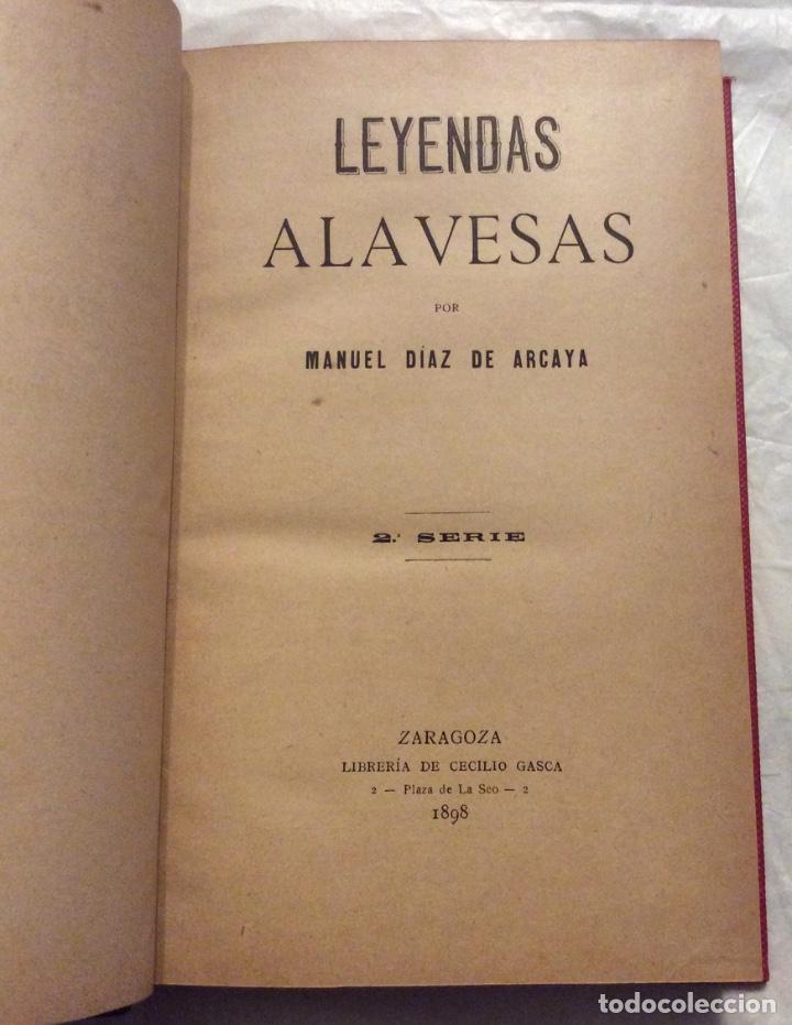 Libros antiguos: LEYENDAS ALAVESAS. Primera serie. DIAZ DE ARCAYA, Manuel.1898 - Foto 2 - 211409509