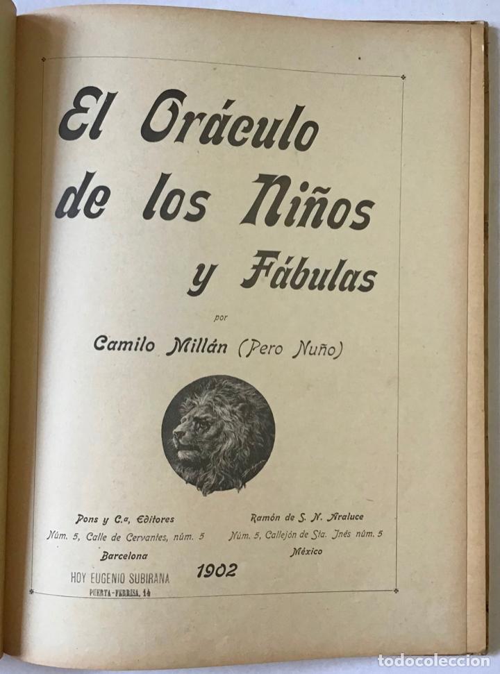 Libros antiguos: EL ORÁCULO DE LOS NIÑOS Y FÁBULAS. - MILLÁN, Camilo. [PERO NUÑO.] - Foto 1 - 123218554