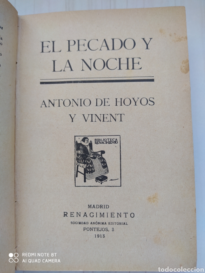 Libros antiguos: HOYOS Y VINENT - EL PECADO Y LA NOCHE - Foto 3