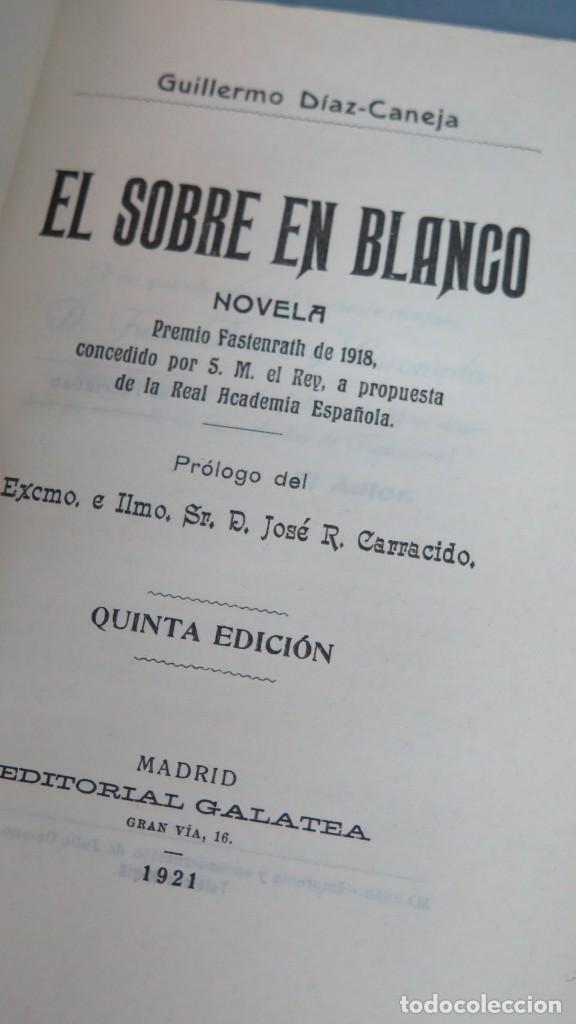 Libros antiguos: 1921.- EL SOBRE EN BLANCO. DIAZ-CANEJA - Foto 2