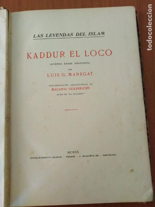 Libros antiguos: Kaddur el loco. Luis G. Manegat - Foto 1
