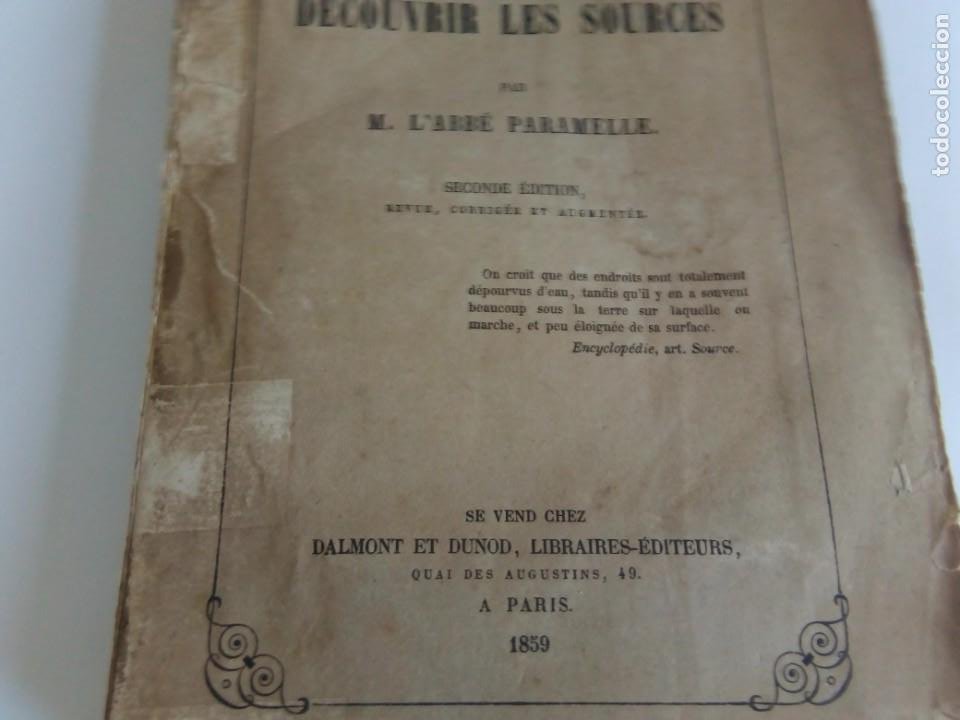 Libros antiguos: Lart de decouvrir les sources par M. LAbbé Paramelle - 1859 - Foto 3 - 213680168