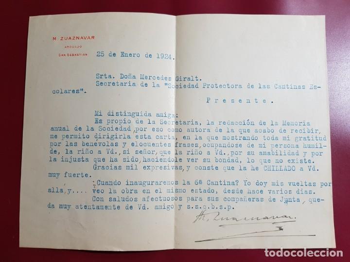 Livros antigos: CARTA DE M. ZUAZNAVAR ABOGADO A SECRETARIA CANTINAS ESCOLARES 1924