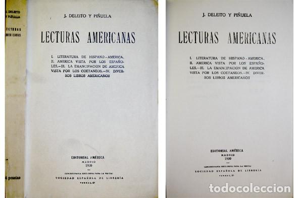 Libros antiguos: DELEITO, Jos&eacute;. Lecturas Americanas. 1920. - Foto 1