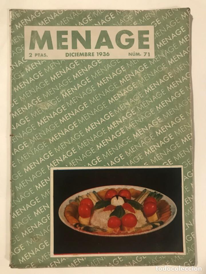 MENAGE REVISTA DE COCINA DICIEMBRE 1936 (Libros Antiguos, Raros y Curiosos - Cocina y Gastronomía)