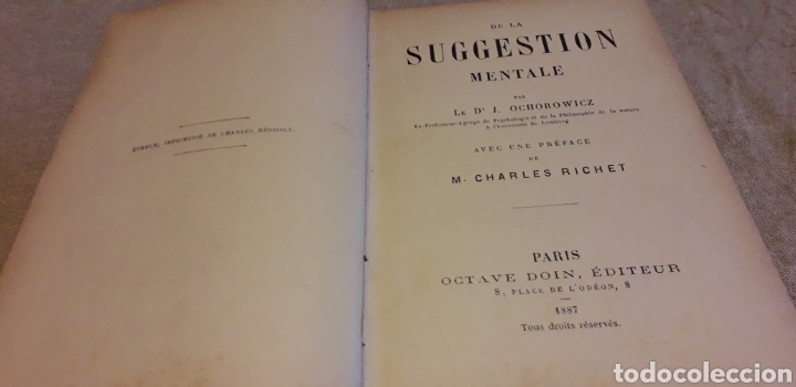 Libros antiguos: DE LA SUGGESTI&Oacute;N MENTAL, OCHOROWICZ, - Foto 2