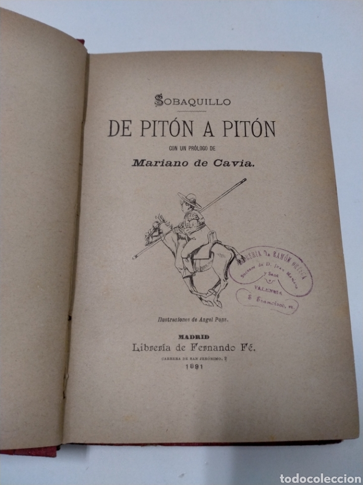 Libros antiguos: DE PIT&Oacute;N A PIT&Oacute;N. MARIANO DE CAVIA.- 1891 - Foto 1