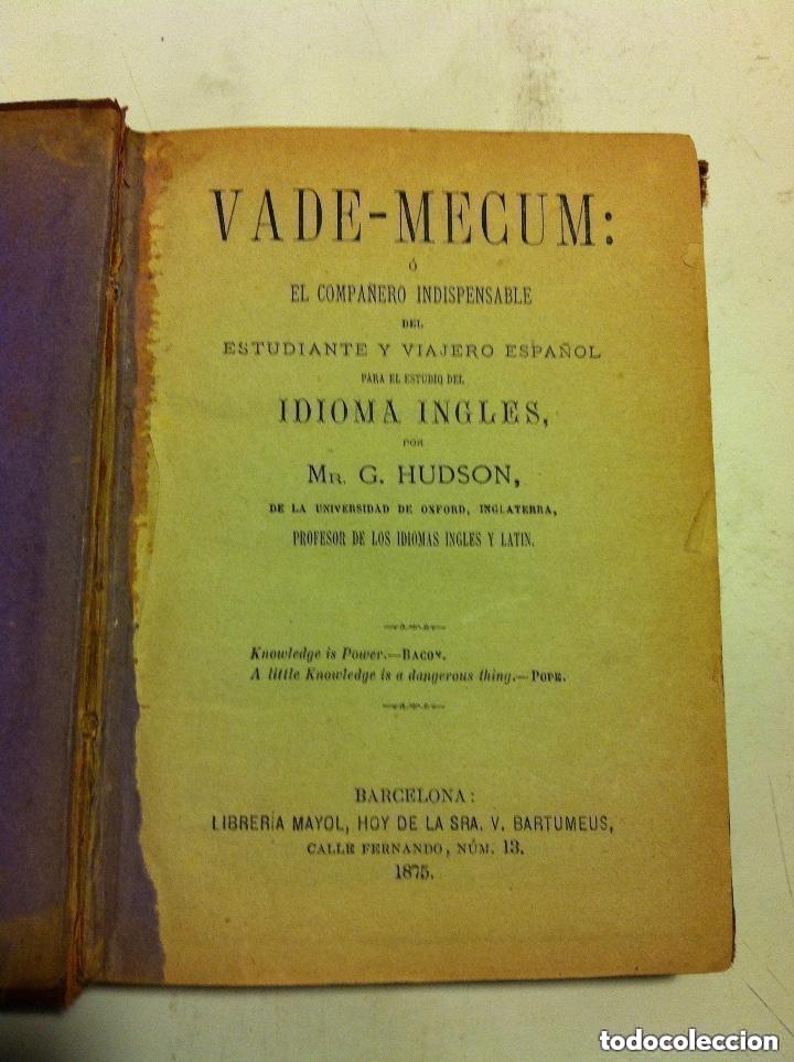 Libros antiguos: vademecum - idioma ingl&eacute;s - a&ntilde;o 1875 - Foto 1