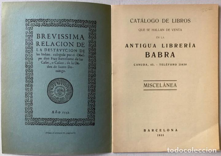 Libros antiguos: CAT&Aacute;LOGO DE LIBROS. Miscel&aacute;nea. - ANTIGUA LIBRER&Iacute;A BABRA. - Foto 2