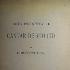 Libros antiguos: EDICION PALEOGRAFICA DE CANTAR DE MIO CID MENENDEZ PIDAL