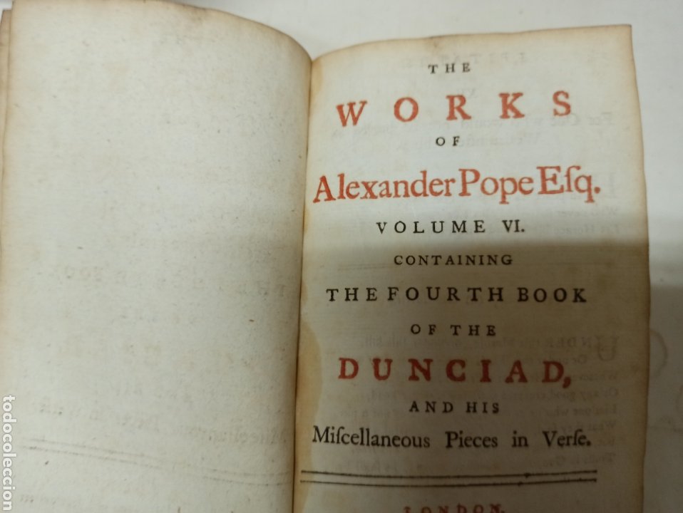 Libros antiguos: OBRAS DE ALEXANDER POPE EN INGLÉS SIGLO XVIII 1754 TOMOS 2 A 10 CON 21 GRABADOS - Foto 11 - 218204645