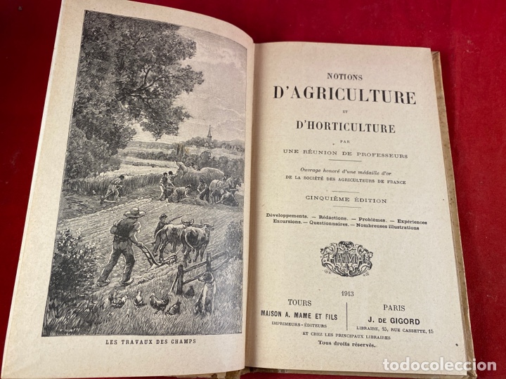 Libros antiguos: Notions d&rsquo;Agriculture et d&rsquo;horticulture - Foto 2