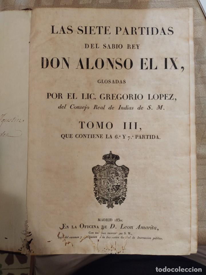 Libros antiguos: Las Siete Partidas (4 tomos) - Foto 5