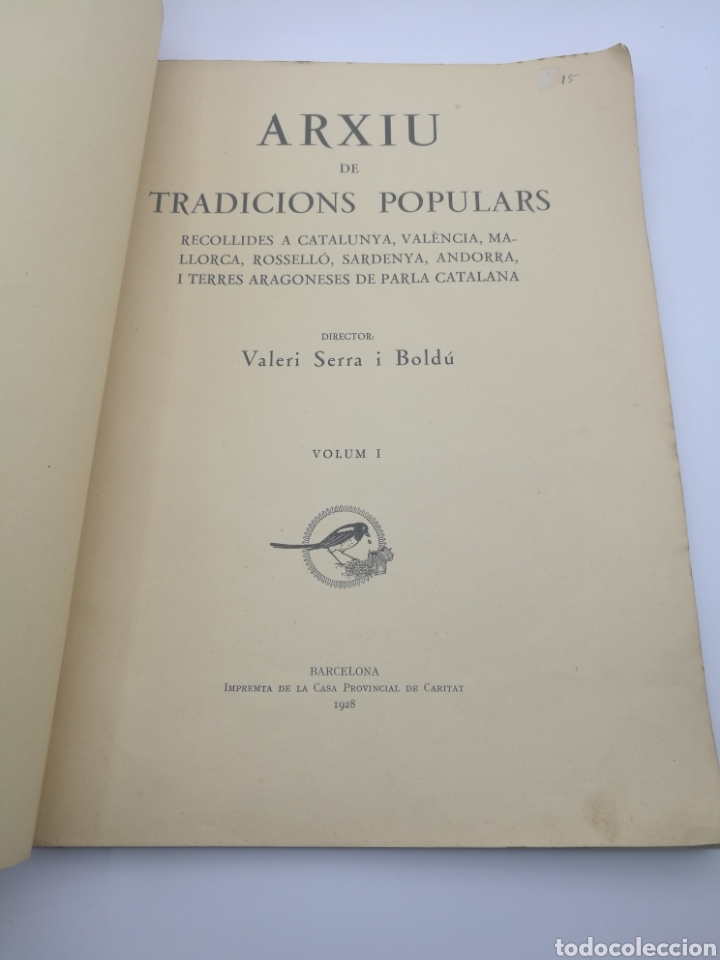 Old books: Arxiu de tradicions populars volum 1 a&ntilde;o 1928
