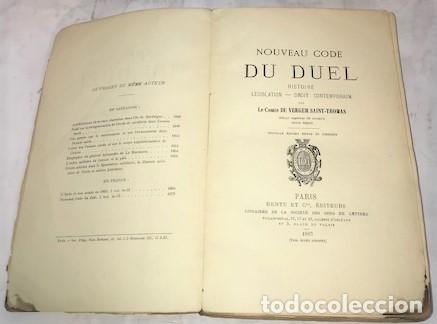 Libros antiguos: COMTE DU VERGER SAINT THOMAS ... NOUVEAU CODE DU DUEL ... 1887 - Foto 3
