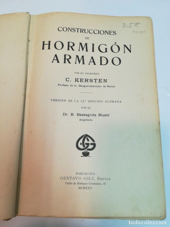 Libros antiguos: C. KERSTEN Construcciones de Hormig&oacute;n armado S988T - Foto 2