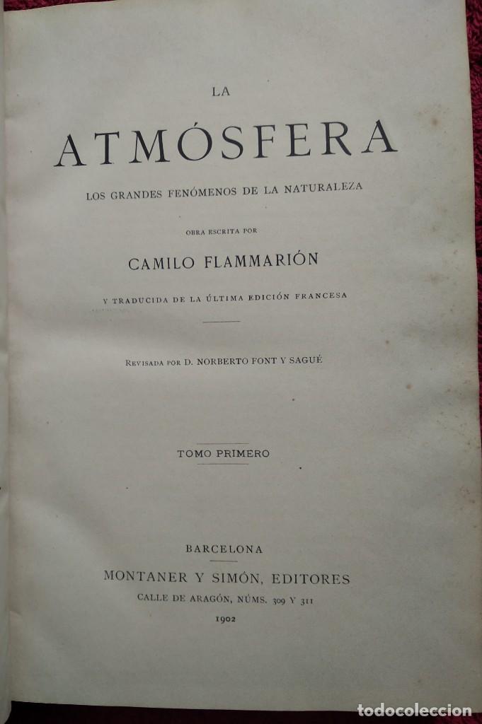 Libros antiguos: LA ATM&Oacute;SFERA -- CAMILO FLAMMARI&Oacute;N - Foto 2