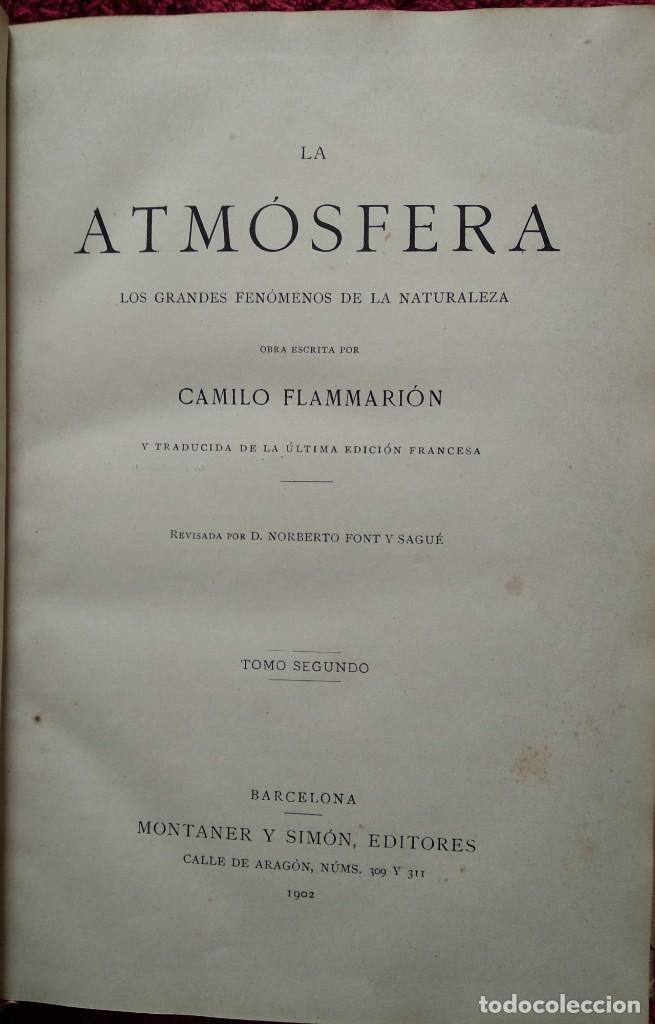 Libros antiguos: LA ATM&Oacute;SFERA -- CAMILO FLAMMARI&Oacute;N - Foto 3