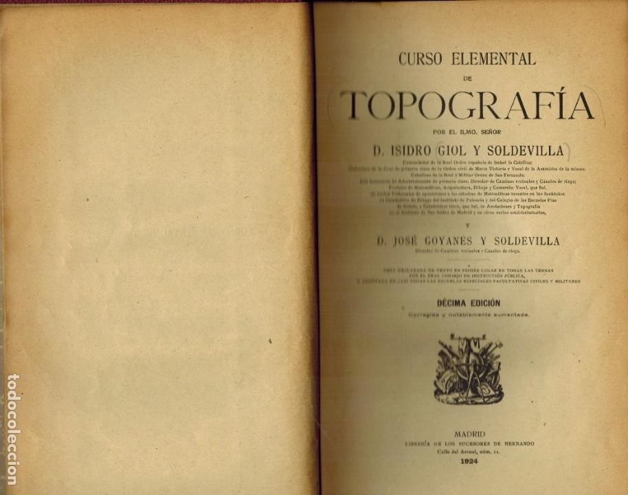 Libros antiguos: CURSO ELEMENTAL DE TOPOGRAF&Iacute;A - Foto 1