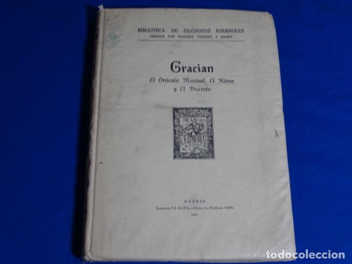 Libros antiguos: BALTASAR GRACIAN.EL OR&Aacute;CULO MANUAL EL H&Eacute;ROE Y EL DISCRETO.1930. - Foto 1