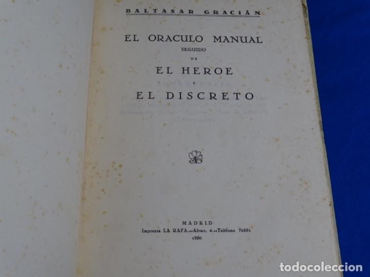 Libros antiguos: BALTASAR GRACIAN.EL OR&Aacute;CULO MANUAL EL H&Eacute;ROE Y EL DISCRETO.1930. - Foto 4