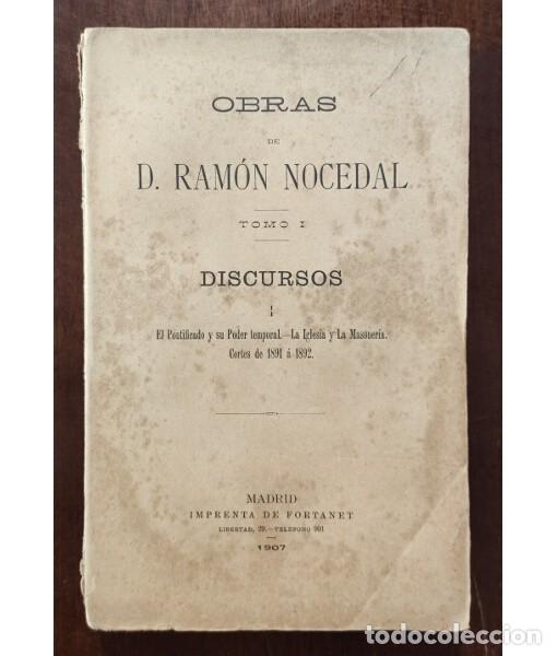 Old books: DISCURSOS I: EL PONTIFICADO Y SU PODER TEMPORAL. LA IGLESIA Y LA MASONER&Iacute;A. CORTES DE 1891 A 1892. N