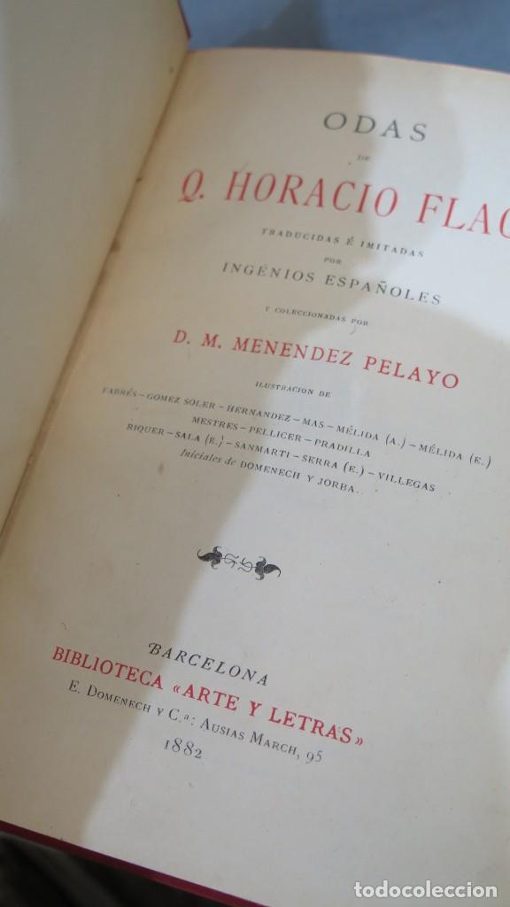 Libros antiguos: 1882.- ODAS. Q. HORACIO FLACO - Foto 2