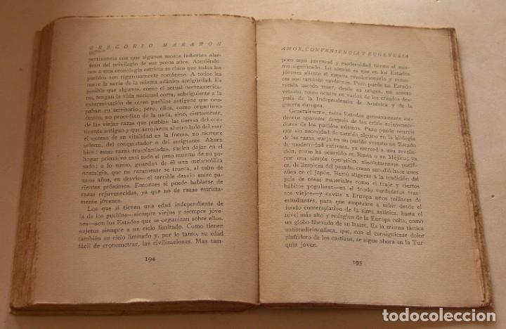 Libros antiguos: AMOR CONVENENCIA EUGENESIA - GREGORIO MARA&Ntilde;ON 1&ordf; ED 1929 - Foto 4