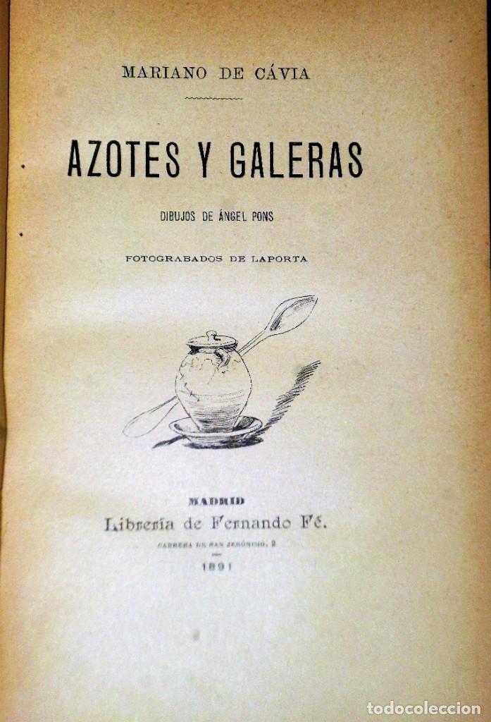 Libros antiguos: MARIANO DE CAVIA - AZOTES Y GALERAS - Foto 3