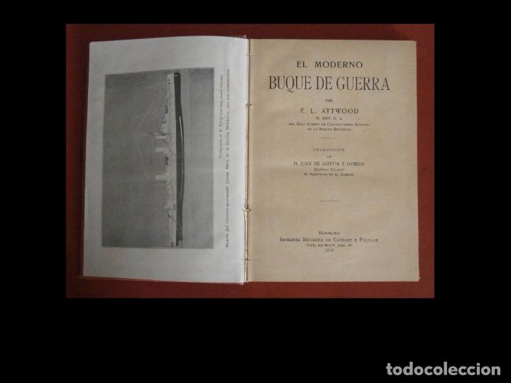 Libros antiguos: El moderno buque de guerra. E.L. Attwood - Foto 2